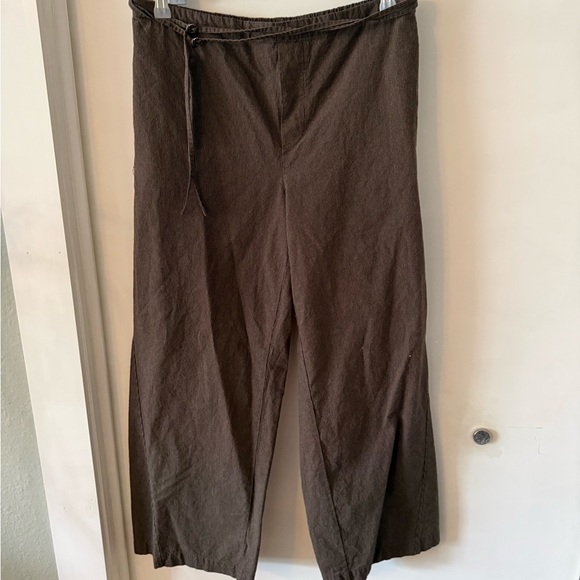 Deiji studios double belted pant in brown stripe - Picture 6 of 8